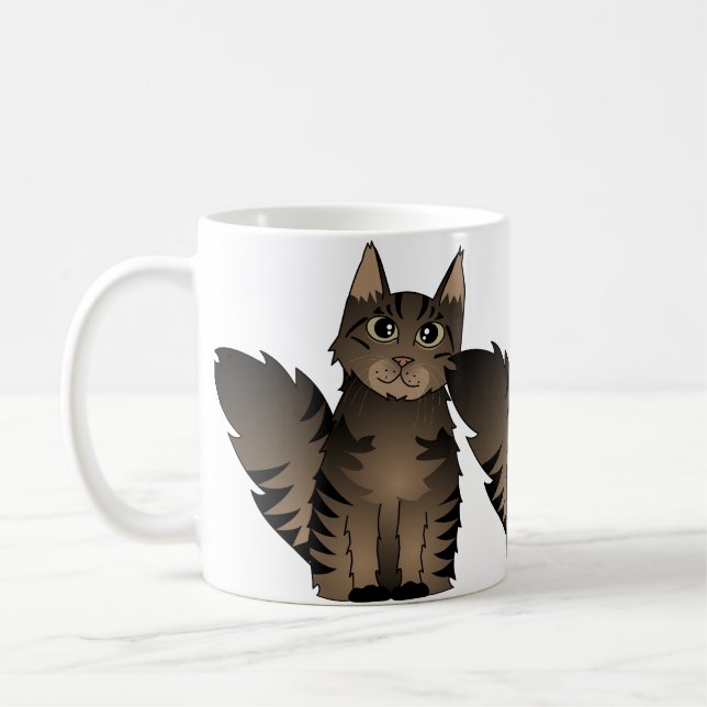 Niedlicher Maine-Waschbär-Katzen-Cartoon - Kaffeetasse (Links)