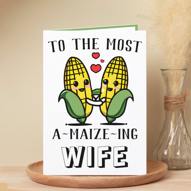 Niedlicher Maismais Pun Ehefrau Frohes Jubiläum Dankeskarte (cute corn amazing wife greeting card)