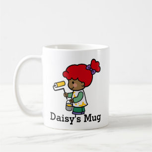 Niedlicher Malerkünstler mit Roller Kaffeetasse