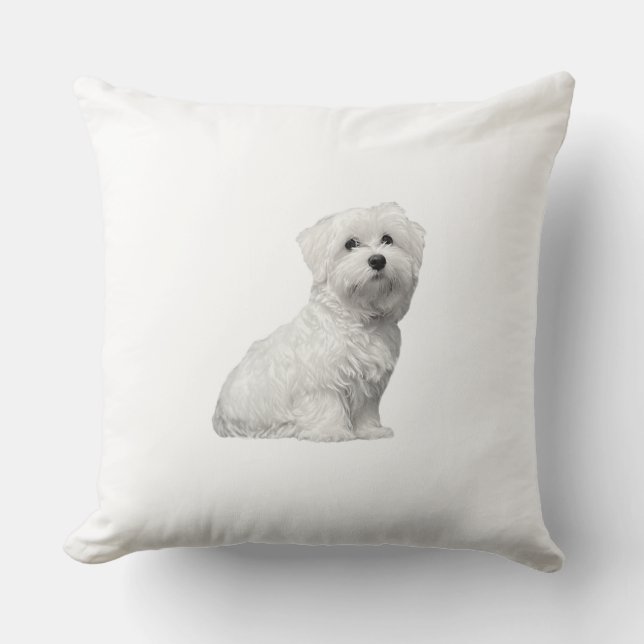 Niedlicher maltesischer Hund Kissen (Vorderseite)