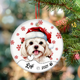 Niedlicher maltesischer Hund Personalisiert Keramik Ornament