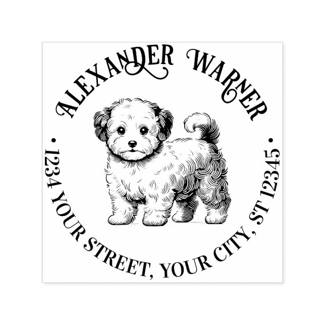 Niedlicher Maltipoo Dog Rücksendeadresse Stehender Permastempel (Design)