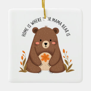 Niedlicher Mama-Bär mit Blume Keramikornament