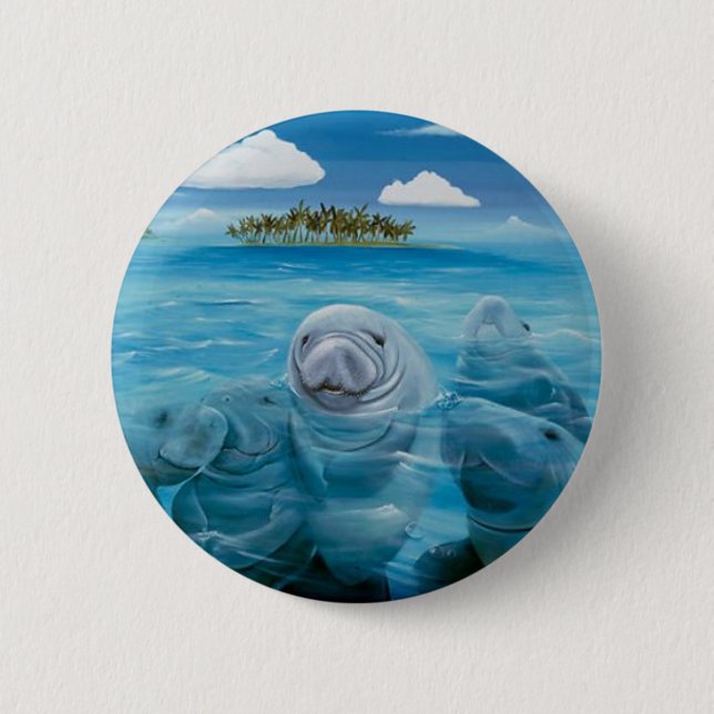 Niedlicher Manatis-Knopf rund Button (Vorderseite)