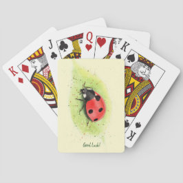 Niedlicher Marienkäfer auf einem Blatt Foto-Block Spielkarten