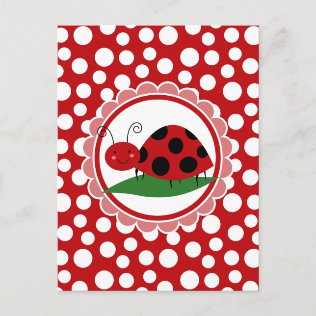 Niedlicher Marienkäfer auf einem Blatt - Postkarte (Vorderseite)