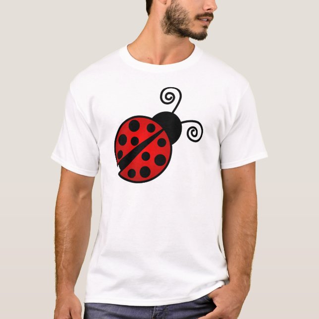 Niedlicher Marienkäfer - Rot und Schwarzes T-Shirt (Vorderseite)