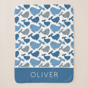 Niedlicher Marine-Blau-grauer Wal-personalisierter Sherpadecke