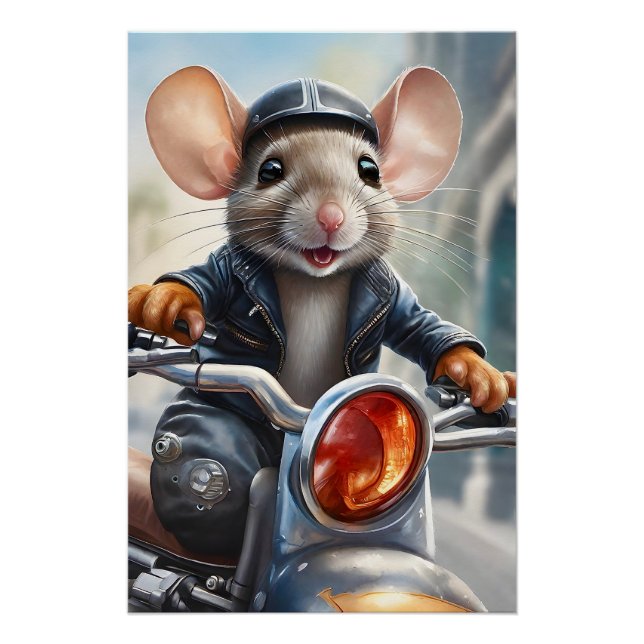 Niedlicher Maushelm und Jacket - Motorradfahren Poster (Vorderseite)