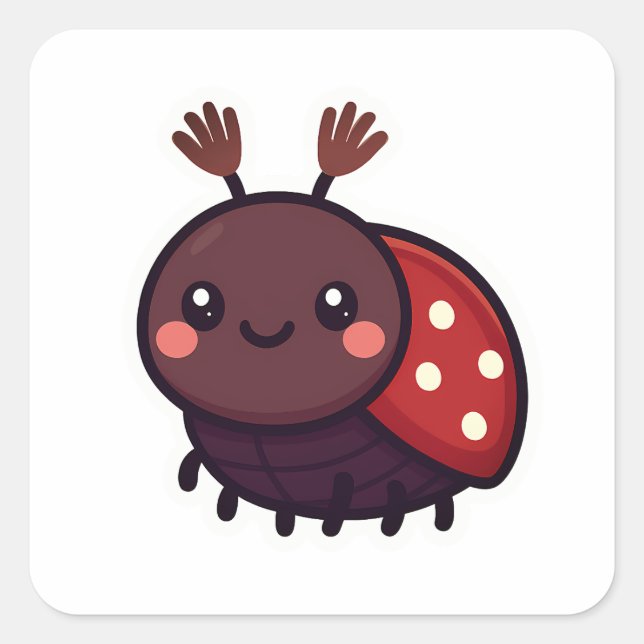 Niedlicher May-Käfer - Kawaii-Waldarm Quadratischer Aufkleber (Vorderseite)