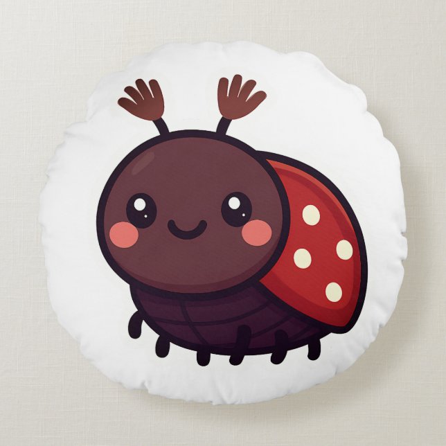 Niedlicher May-Käfer - Kawaii-Waldarm Rundes Kissen (Vorderseite)