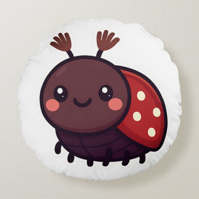 Niedlicher May-Käfer - Kawaii-Waldarm Rundes Kissen (Vorderseite)