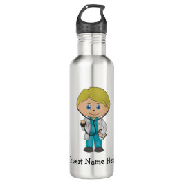 Niedlicher medizinischer beruflicher, blonder Mann Edelstahlflasche