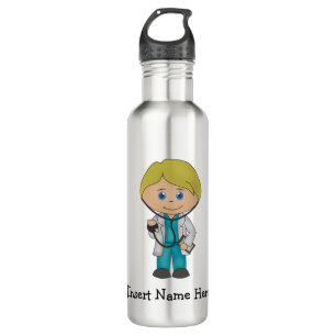 Niedlicher medizinischer beruflicher, blonder Mann Edelstahlflasche