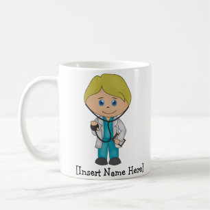 Niedlicher medizinischer beruflicher, blonder Mann Kaffeetasse
