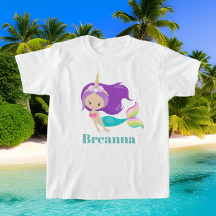 Niedlicher MeerjungfrauUnicorn addieren NamensT - T-Shirt