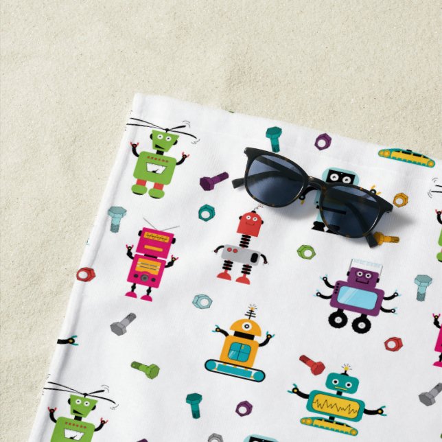 Niedlicher mehrfarbiger Roboter Kids-Roboter Strandtuch (Beispiel)