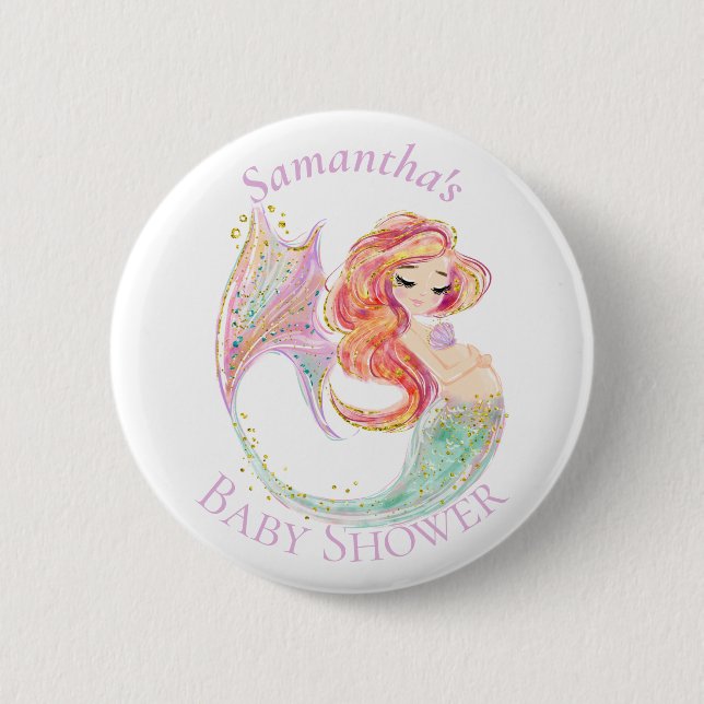 NIEDLICHER MERMAID-BABY-DUSCHknopf Button (Vorderseite)