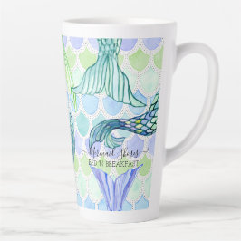 Niedlicher Mermaid Schwanz Blue Scales Beach Perso Milchtasse