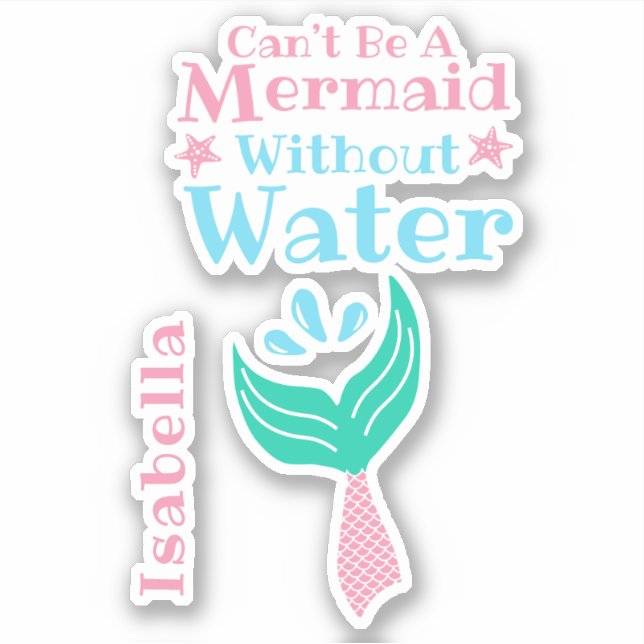 Niedlicher Mermaid Whimsical Girly Personalisierte Aufkleber (Vorderseite)