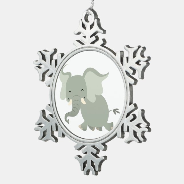 Niedlicher Merry Cartoon Elephant Pewter Ornament (Rechts)