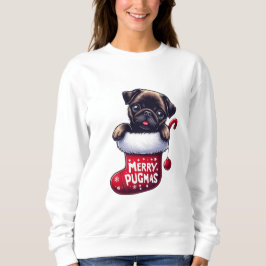 Niedlicher "Merry Pugmas" Weihnachts-Mops Sweatshirt