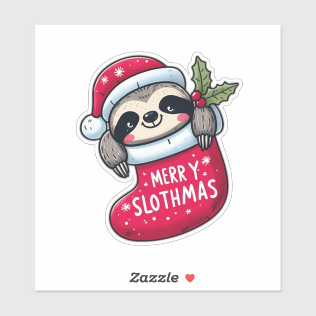 Niedlicher "Merry Slothmas" Weihnachtsfest Aufkleber (Blatt)