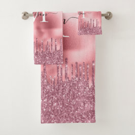 Niedlicher Metallic-Blush-Pink-Drift-Glitzer für M Badhandtuch Set