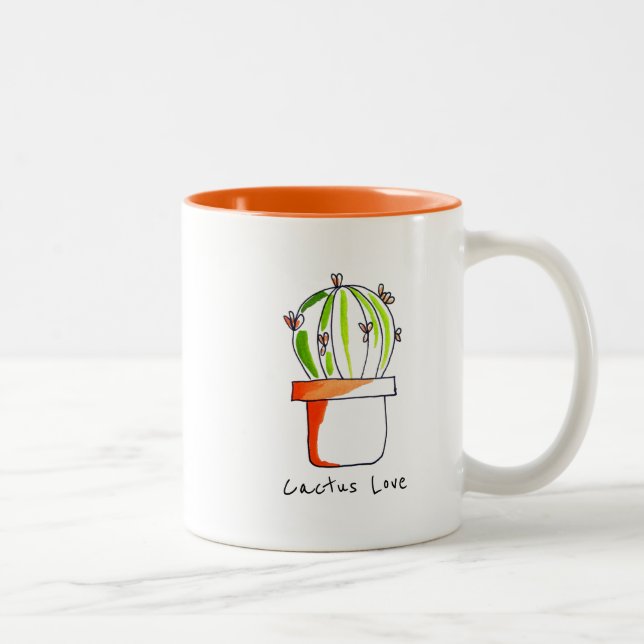 Niedlicher mexikanischer Kakteen, der Kunst zeichn Zweifarbige Tasse (Rechts)