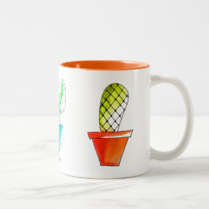 Niedlicher mexikanischer Kakteen, der Kunst zeichn Zweifarbige Tasse
