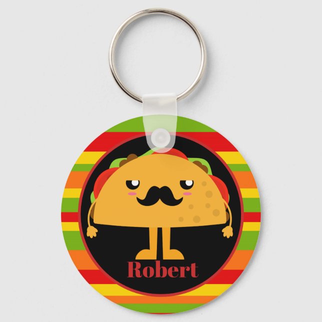 Niedlicher mexikanischer Taco-Name Schlüsselanhänger (Vorderseite)