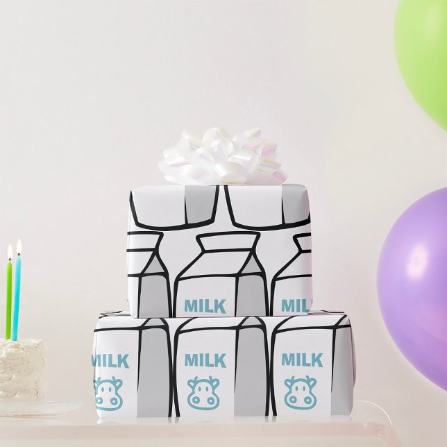 Niedlicher Milchkuh Cartoon Milchkarton Illustrati Geschenkpapier (Von Creator hochgeladen)