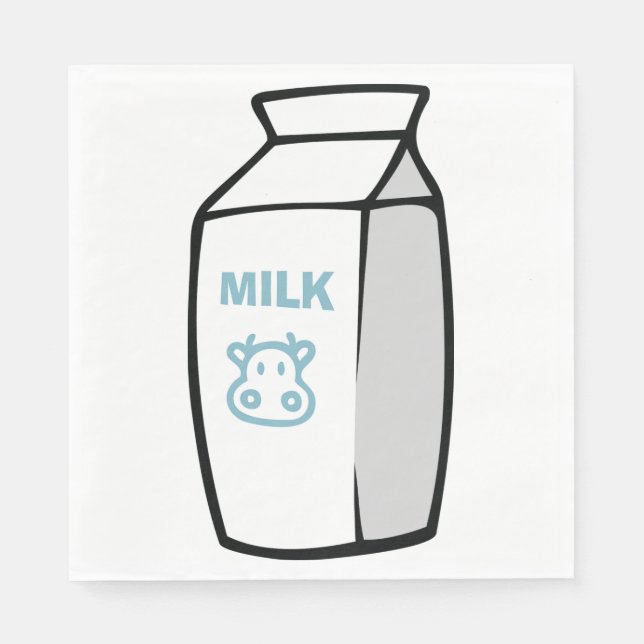 Niedlicher Milchkuh Cartoon Milchkarton Illustrati Serviette (Vorderseite)