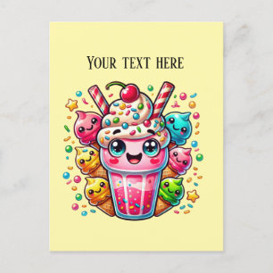 Niedlicher Milchshake mit Texteis Postkarte
