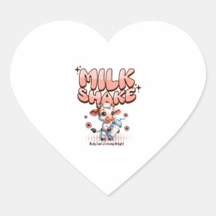Niedlicher Milkshake Lover Little Calf Frozen Jogh Herz-Aufkleber