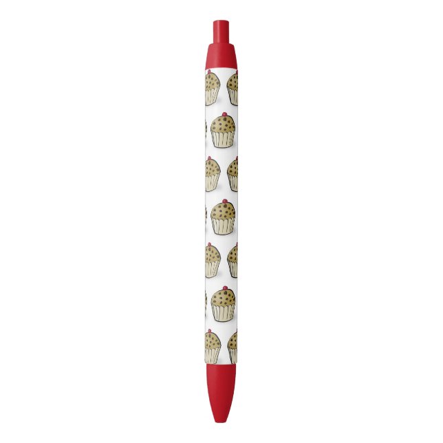 Niedlicher Mini Muffin Pattern Schwarzer Tinte Pen Kugelschreiber (Vorderseite Vertikal)