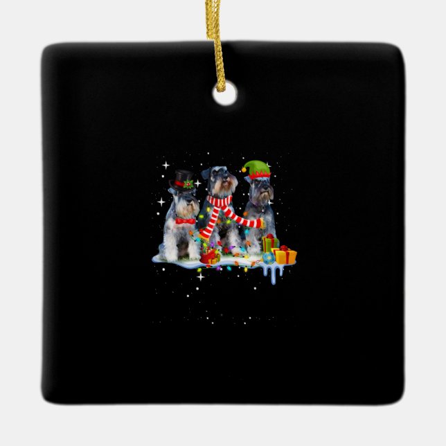 niedlicher Miniaturschnauzer Keramikornament (Vorderseite)