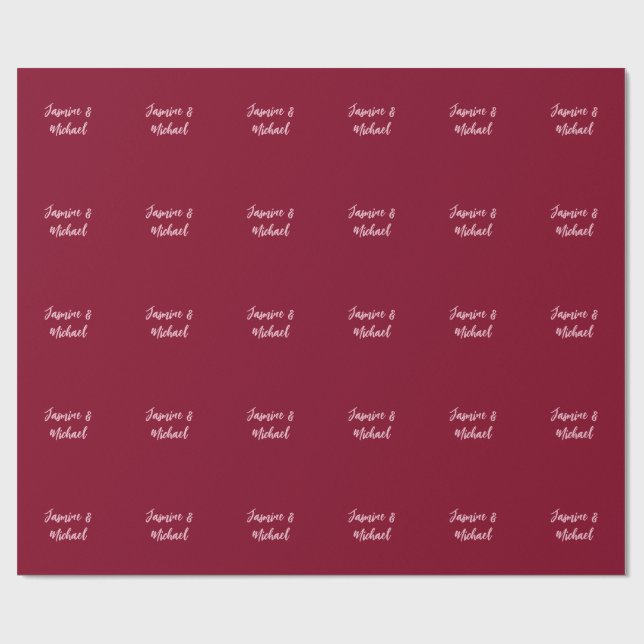 Niedlicher Minimalistischer Burgund-Rote Calligraf Geschenkpapier (Flach)