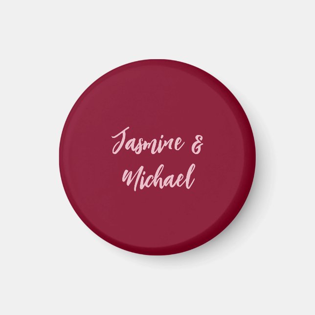 Niedlicher Minimalistischer Burgund-Rote Calligraf Magnet (Vorne)