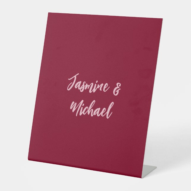 Niedlicher Minimalistischer Burgund-Rote Calligraf Sockelschild (Vorderseite)
