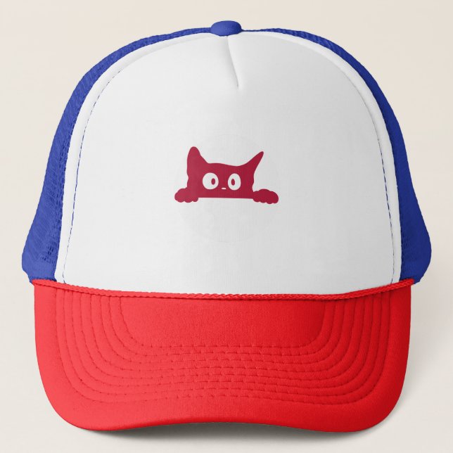 Niedlicher Minimalistischer Cat Face Trucker Hat Truckerkappe (Vorderseite)