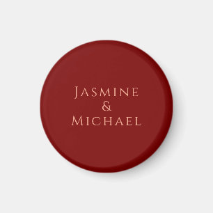 Niedlicher Minimalistischer Deep Red & Peach Name Magnet