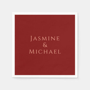 Niedlicher Minimalistischer Deep Red & Peach Name Serviette