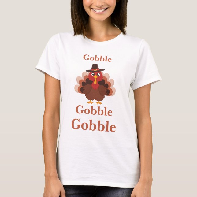Niedlicher Minimalistischer Erntedank Funny Gobble T-Shirt (Vorderseite)