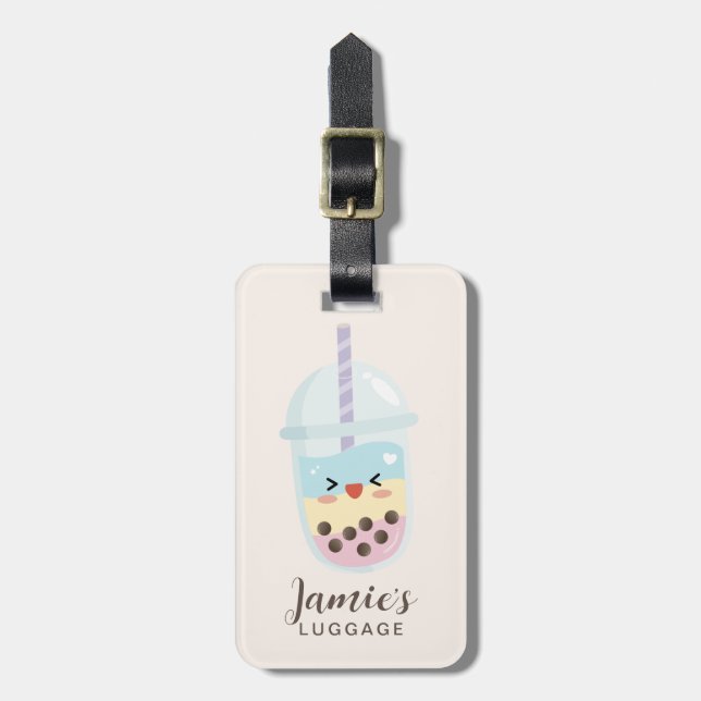 Niedlicher Minimalistischer Regenbogen Boba Bubble Gepäckanhänger (Vorderseite vertikal)