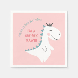 Niedlicher Minimalistischer Rosa Dino Dinosaurier  Serviette
