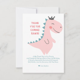 Niedlicher Minimalistischer Rosa Girl Dinosaur Geb Dankeskarte