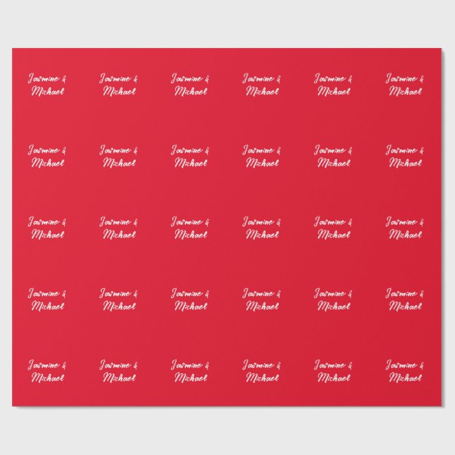 Niedlicher Minimalistischer Roter Kalligraphie Geschenkpapier (Flach)