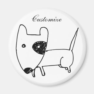 Niedlicher Minimalistischer Schwarzaugen-Hund Thun Magnet