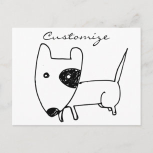 Niedlicher Minimalistischer Schwarzaugen-Hund Thun Postkarte